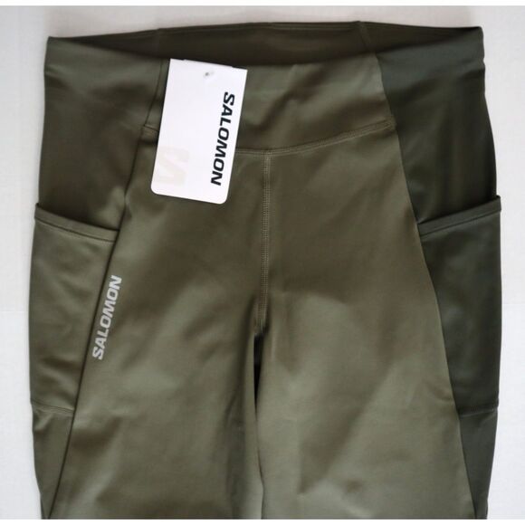 Salomon C20381 Women Sz M Grape Leaf/Forest Night Green Cross Run 28” Tights - Picture 7 of 12